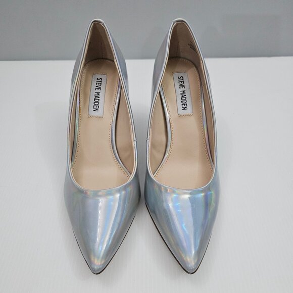 NEW Steve Madden Salza Pumps Womens 6 Iridescent Metallic Pointed Toe Stiletto - Picture 4 of 15